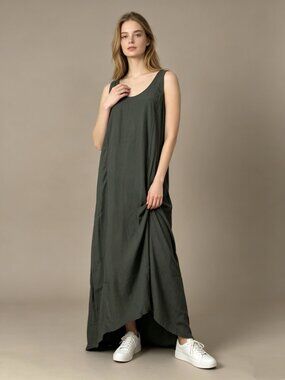NWOT Mint Velvet Bow Tie at Back Olive Green Tank Maxi Dress US 12 UK 16